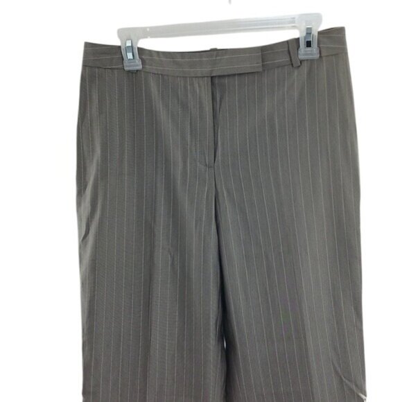 Ann Taylor Pants Taupe Brown Pinstripe Trousers Wide Leg Womens Size 8 Petite - Picture 3 of 6